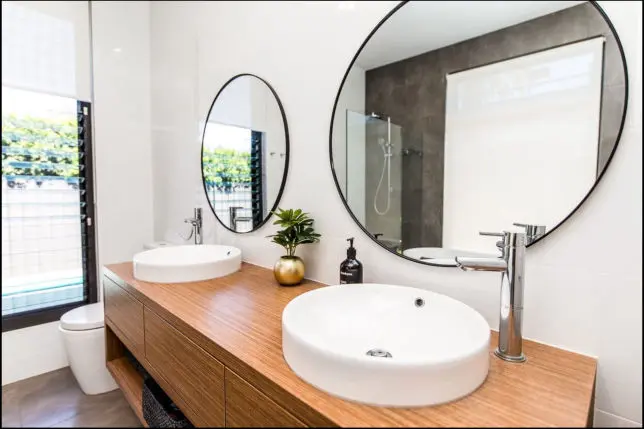 Bathroom double basin with mixer taps: bathroom sink, double basin, mixer taps, bathroom fixtures, bathroom renovation