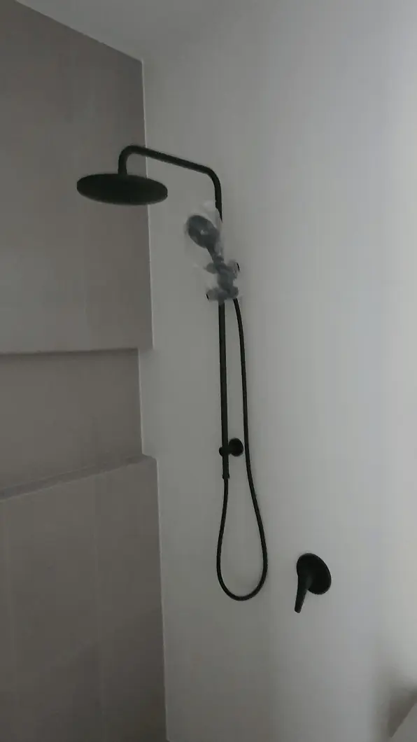 Black Shower Rail with Head and handheld shower hose install: Bathroom renovation, shower installation, handheld shower, shower rail